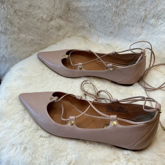 Halogen Owen lace up pointed toe flats in leather upper color Blush Sz-9M. F - Picture 10 of 11